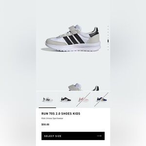 Adidas Kids' White, Black, and Gray Sneakers